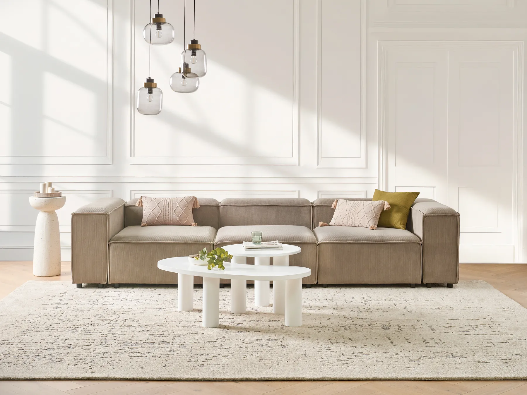 Modular Sofa 3 Seater ARDAL Corduroy Light Brown_940664