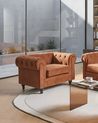 Armchair CHESTERFIELD Velvet Golden Brown