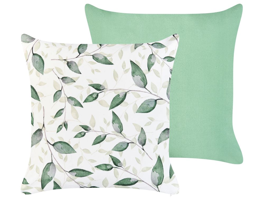 Set di 2 cuscini da esterno FLYLEAF Trama di piante 45 x 45 cm Verde