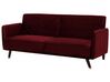Sofá cama 3 plazas de terciopelo rojo oscuro/madera oscura SENJA_707355