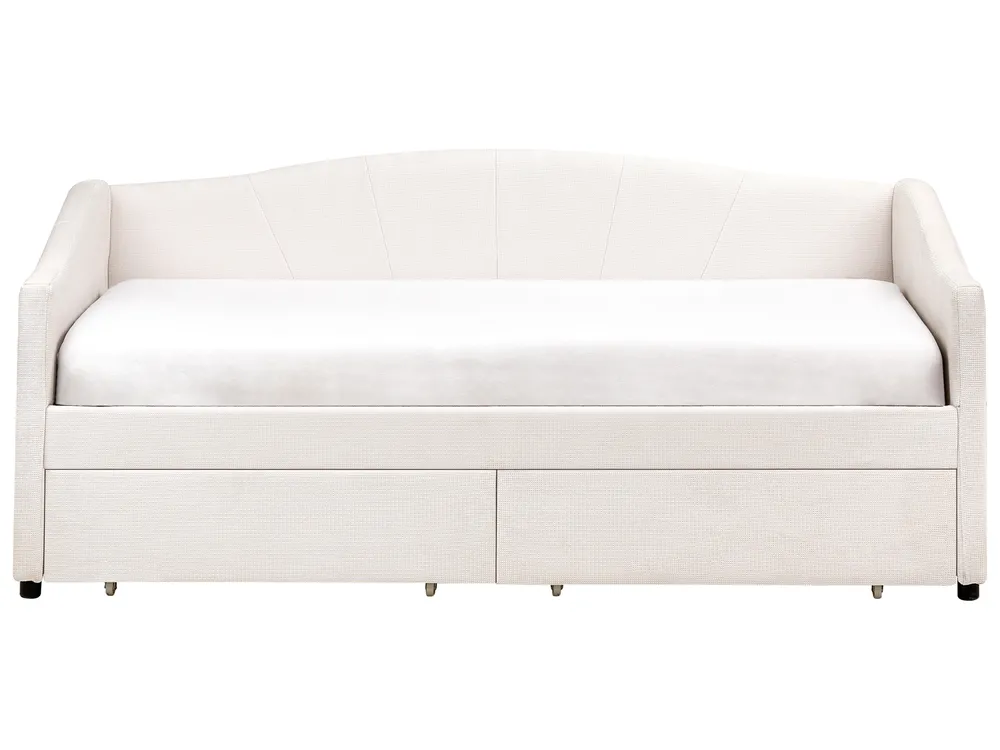 Daybed with Storage VITTEL Fabric Light Beige 90 x 200 cm (EU Single)_876416