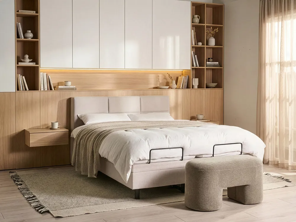 Adjustable Bed Fabric VICEROY 160 x 200 cm (EU King Size) Light Beige_1062010