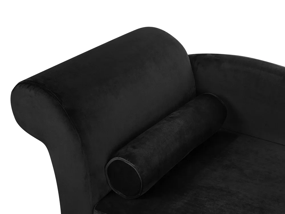 Left-Hand Chaise Longue LUIRO with Storage Velvet Black_729337