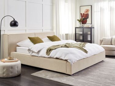 Dobbeltseng 180 x 200 cm kordfløyel beige LINARDS