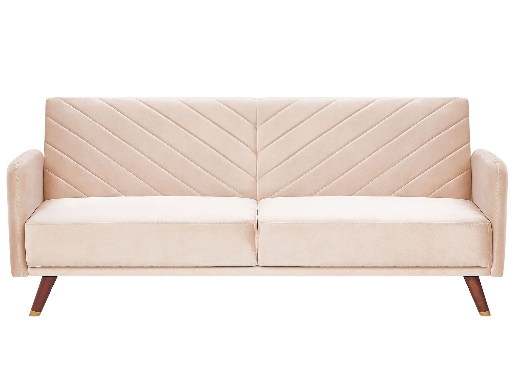 Velvet Fabric Sofa Bed Beige SENJA_787323