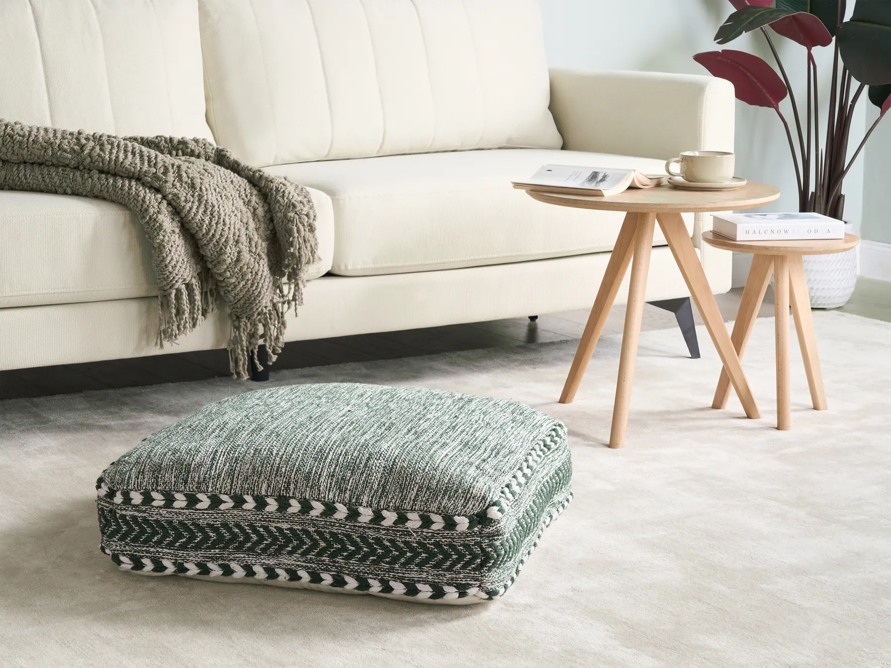 Pouffe BIRCH Cotton Dark Green_821091
