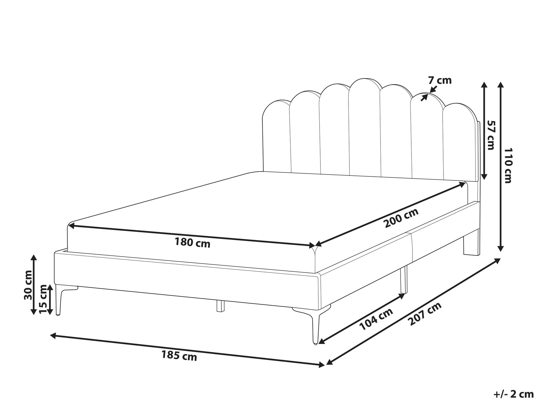 Bed Velvet SAUVIAN 180 x 200 cm (EU Super King) Taupe_1014574