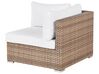 Lounge Set Rattan naturfarben 4-Sitzer linksseitig modular Auflagen weiß SANO II_931958