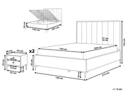 Schlafzimmer Set SEZANNE Samtstoff Hellgrau 140 x 200 cm_807956