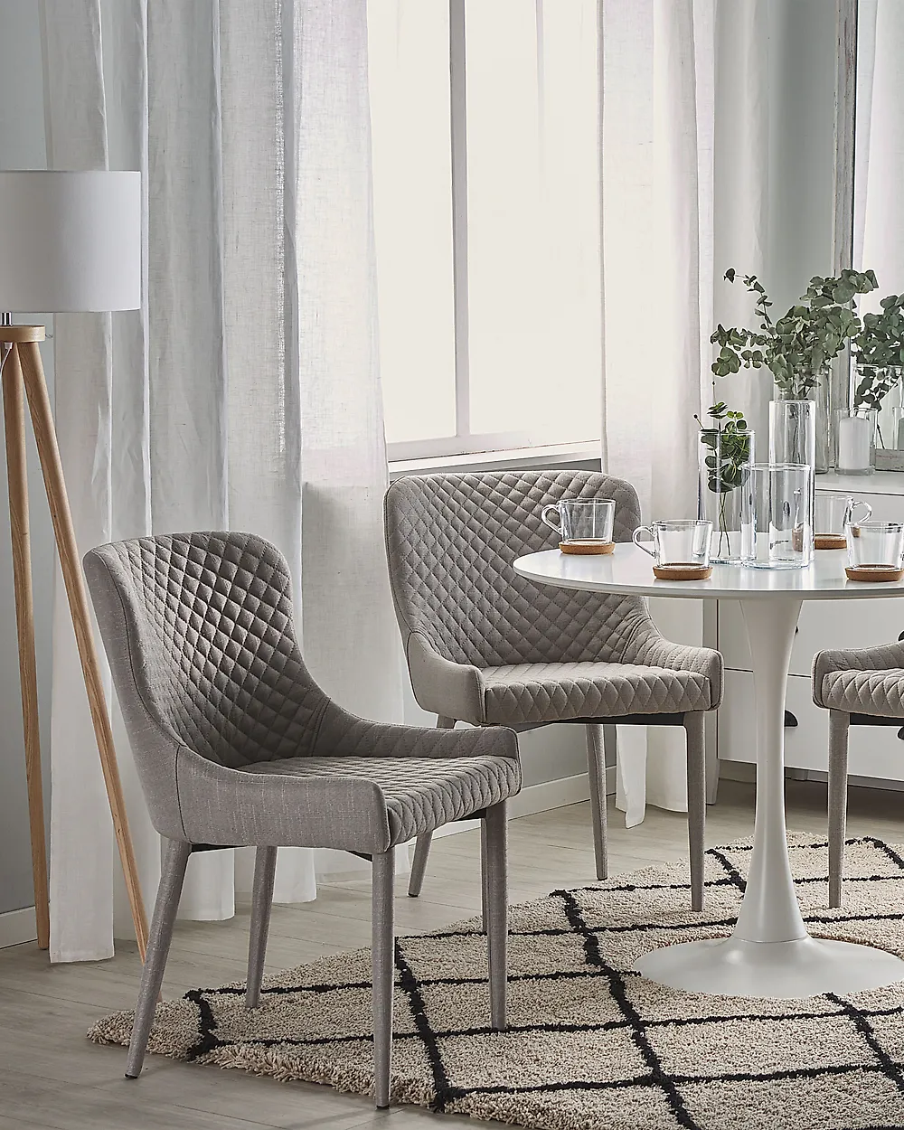 Lot de 2 chaises de salle à manger SOLANO Tissu Gris clair_1176385