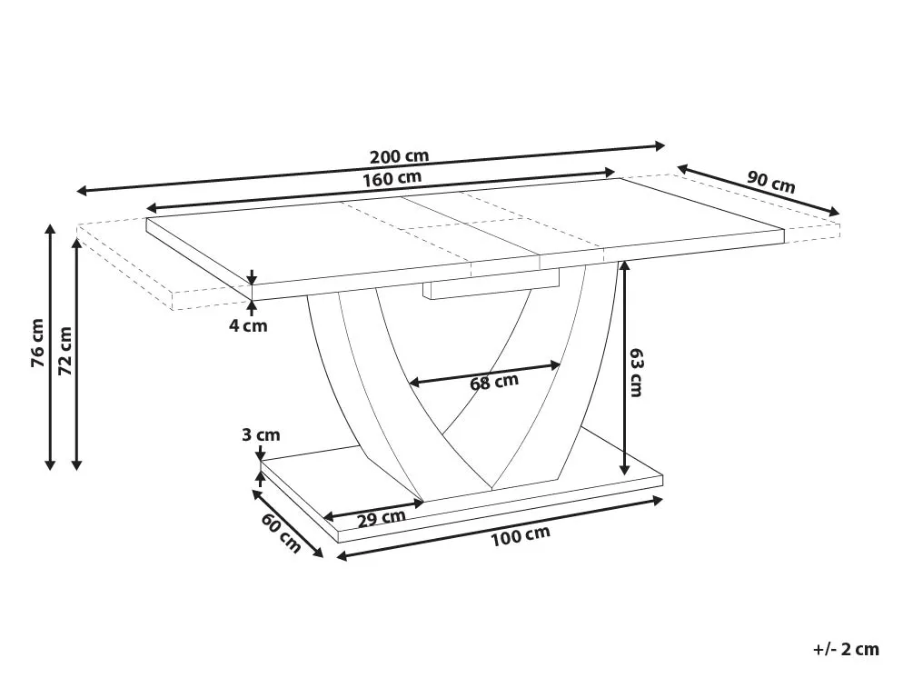 Extending Dining Table MERRAN Light Beige 160/200 cm 90 cm_1043784