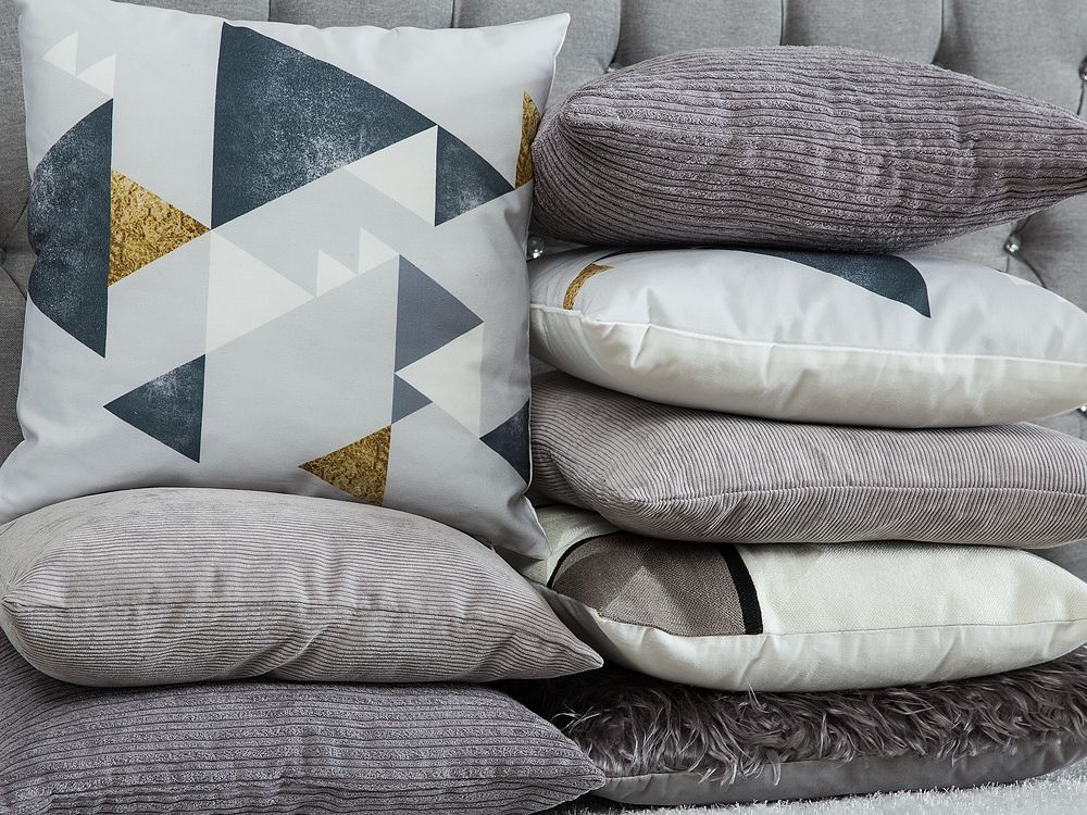 Grey patterned cushions sales