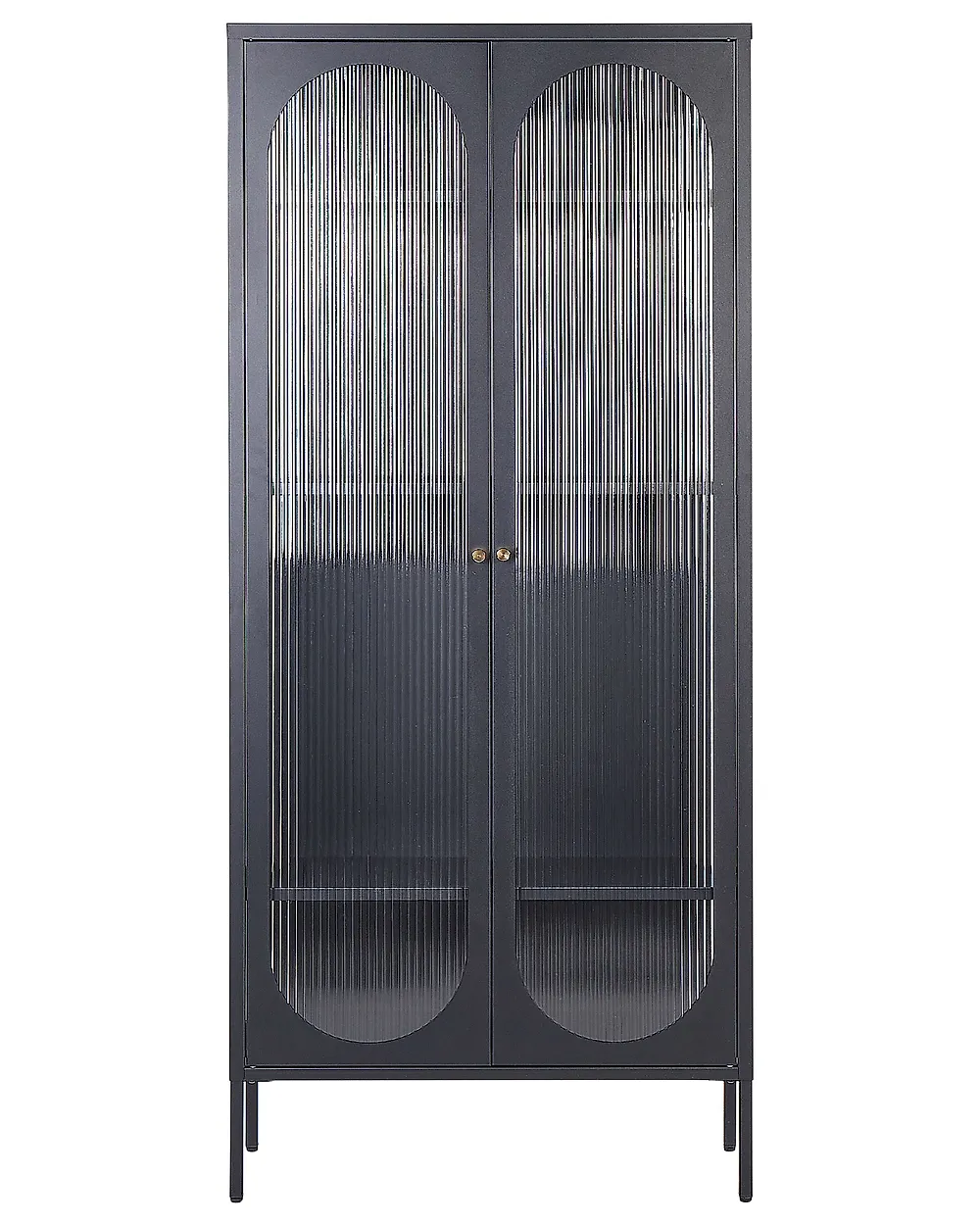 Witryna ze szklaną gablotą FOXTON 80 cm Metal Czarny_850354