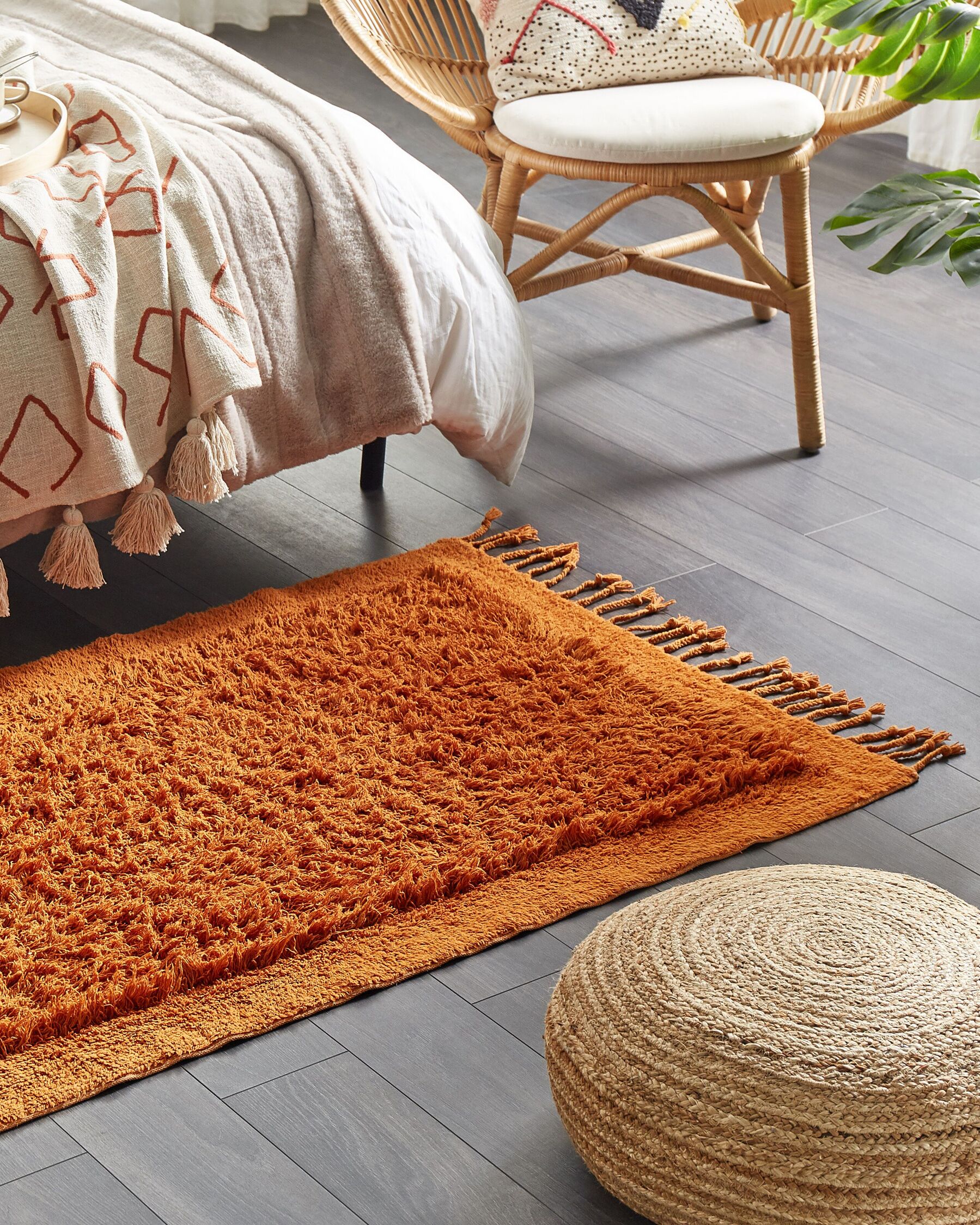 Cotton Shaggy Area Rug 80 x 150 cm Orange BITLIS_837621