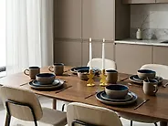 Set de 16 couverts de table NUTMEG Grès Beige/bleu_1175699