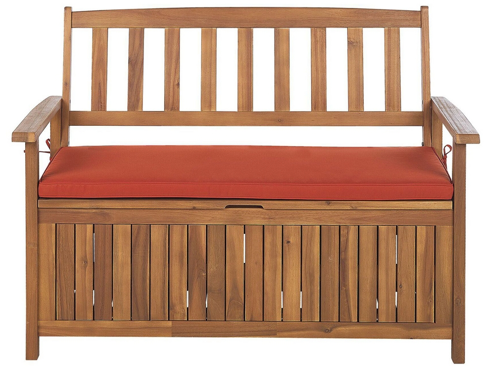 Outdoor bench with storage and cushion 2025