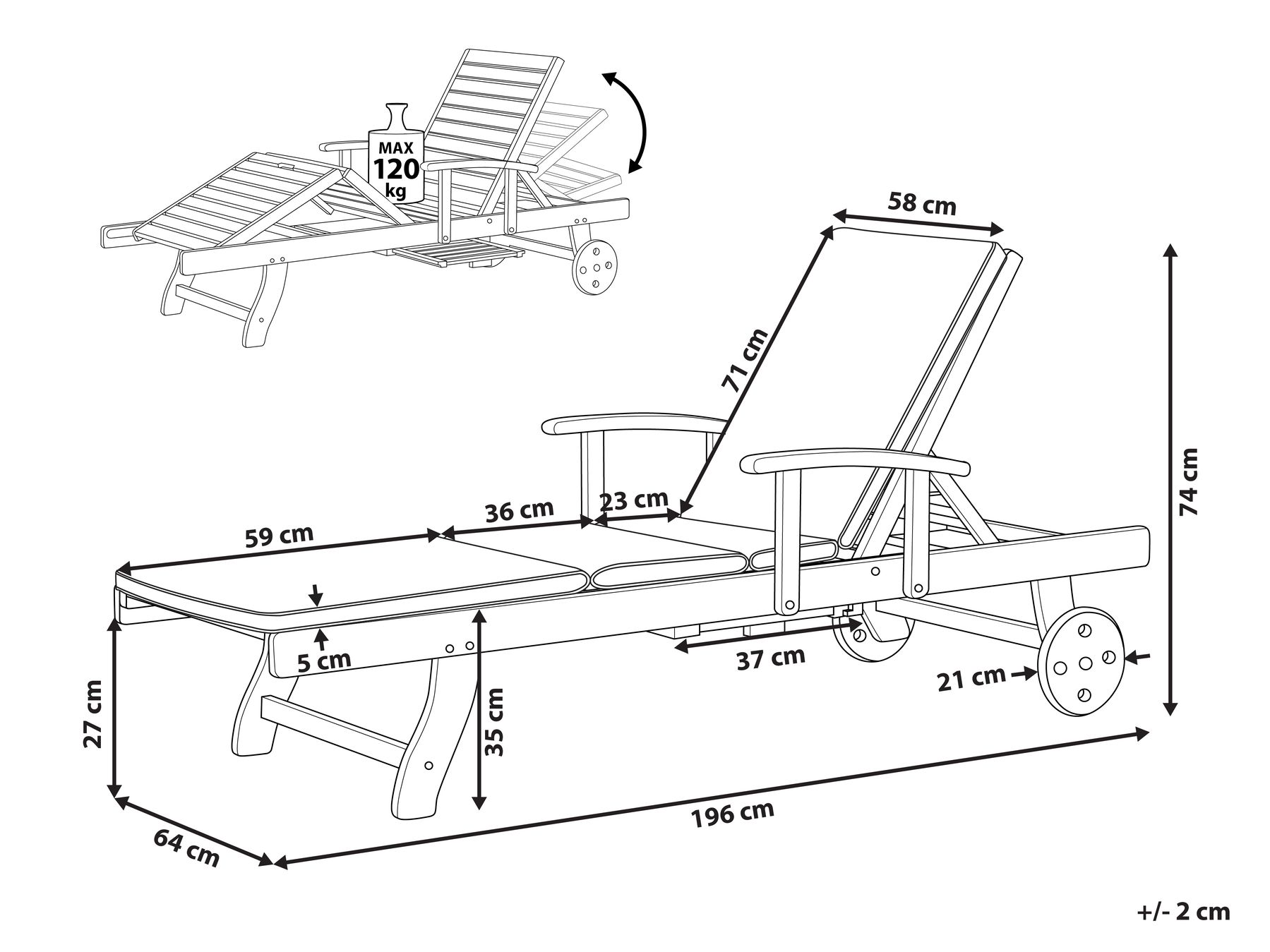 Садовый шезлонг из акации со светло-серой подушкой JAVA PREMIUM_992087 Садовый шезлонг из акации со светло-серой подушкой JAVA PREMIUM_992087