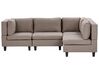 4 Seater Left Hand Modular Fabric Corner Sofa Brown UNSTAD_924881