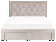 Bett mit Schubladen LIEVIN Samtstoff Beige 160 x 200 cm_858036