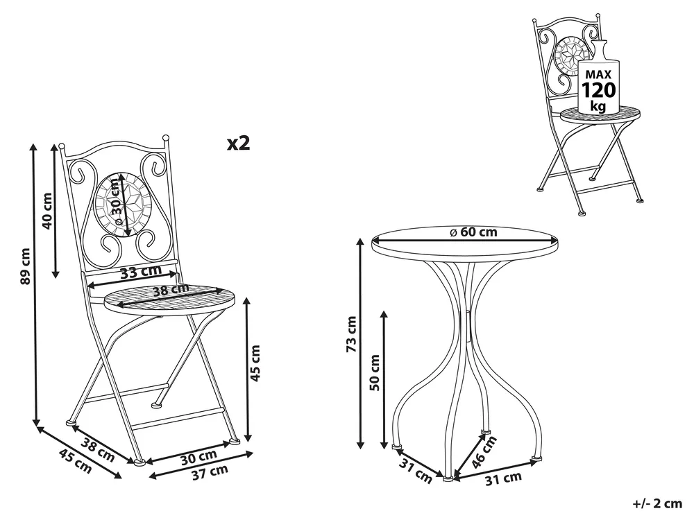 Set bistrot Pieghevole CARIATI Metallo Nero_825746