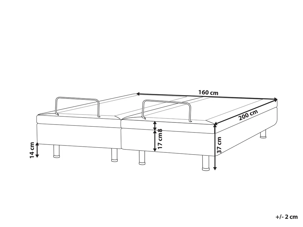 Adjustable Bed without Headboard Fabric DUKE II 160 x 200 cm (EU King Size) Light Grey_952160