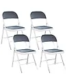 Set of 4 Folding Chairs SPARKS Metal Dark Grey/ White