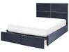 Velvet EU Double Size Ottoman Bed with Drawers Black VERNOYES_861434