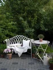 Garden Bench MILAZZO 130 cm Metal White_827450