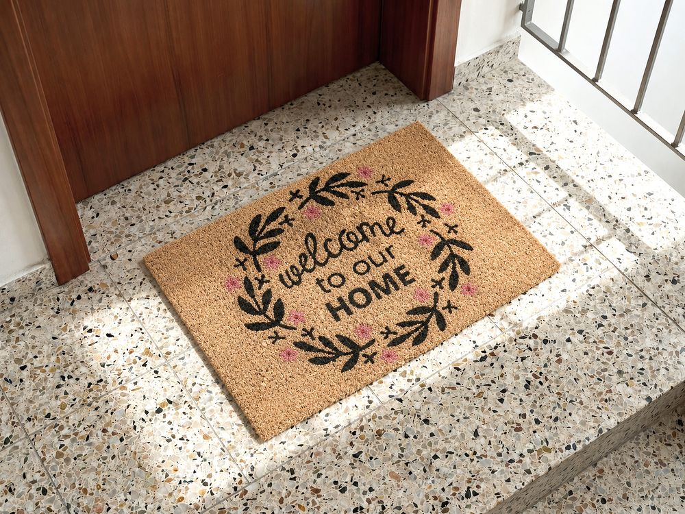 Paillasson SAYAN Naturel 40 x 60 cm Texte Fibre de coco