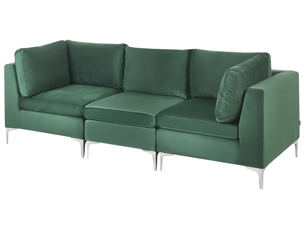Modular Sofa 3 Seater EVJA Velvet Green_789416