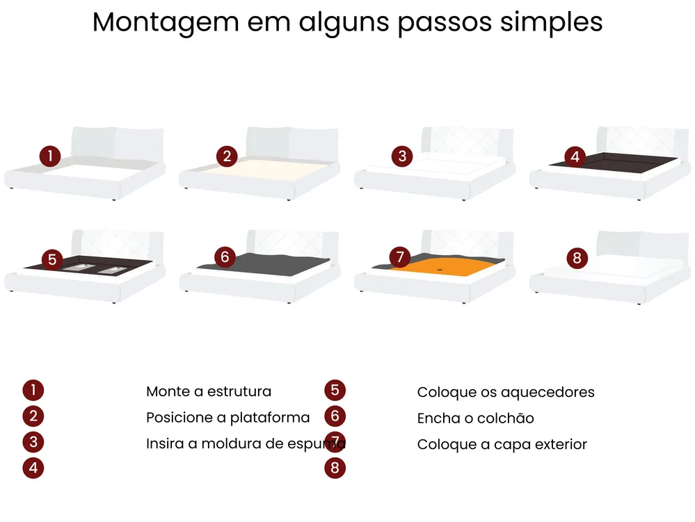 Cama de água Bombazine VINAY 180 x 200 cm Creme claro_1021219