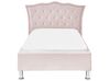 Łóżko welurowe 90 x 200 cm różowe METZ_861371