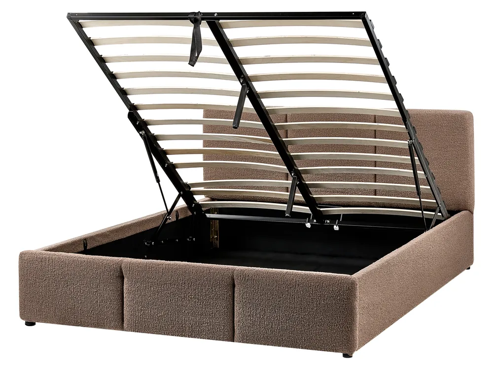 Ottoman Bed BOUSSE Boucle Taupe 140 x 200 cm (EU Double)_980108