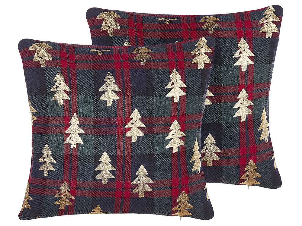 Zestaw 2 poduszek dekoracyjnych CUPID 45 x 45 cm Ciemnozielony Wzór świąteczny