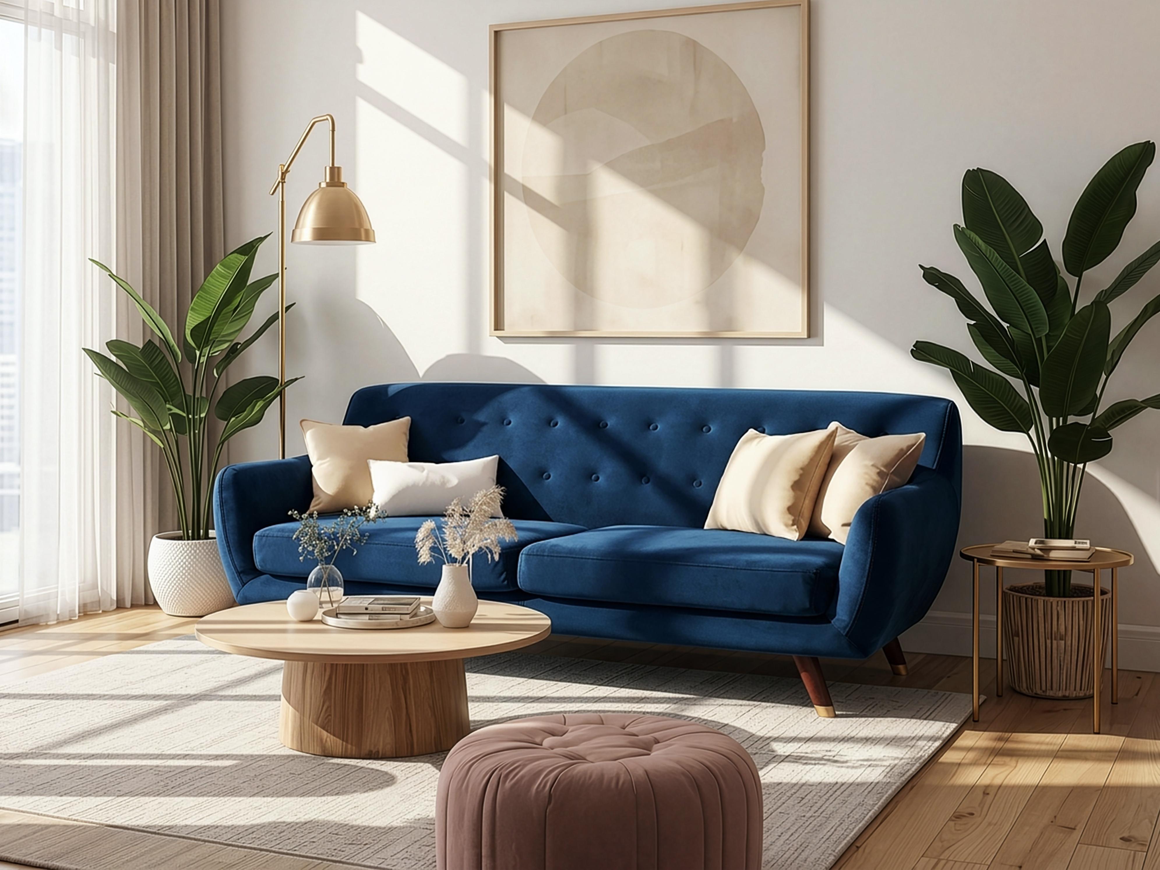 Sofa 3-Sitzer BODO Samtstoff Marineblau