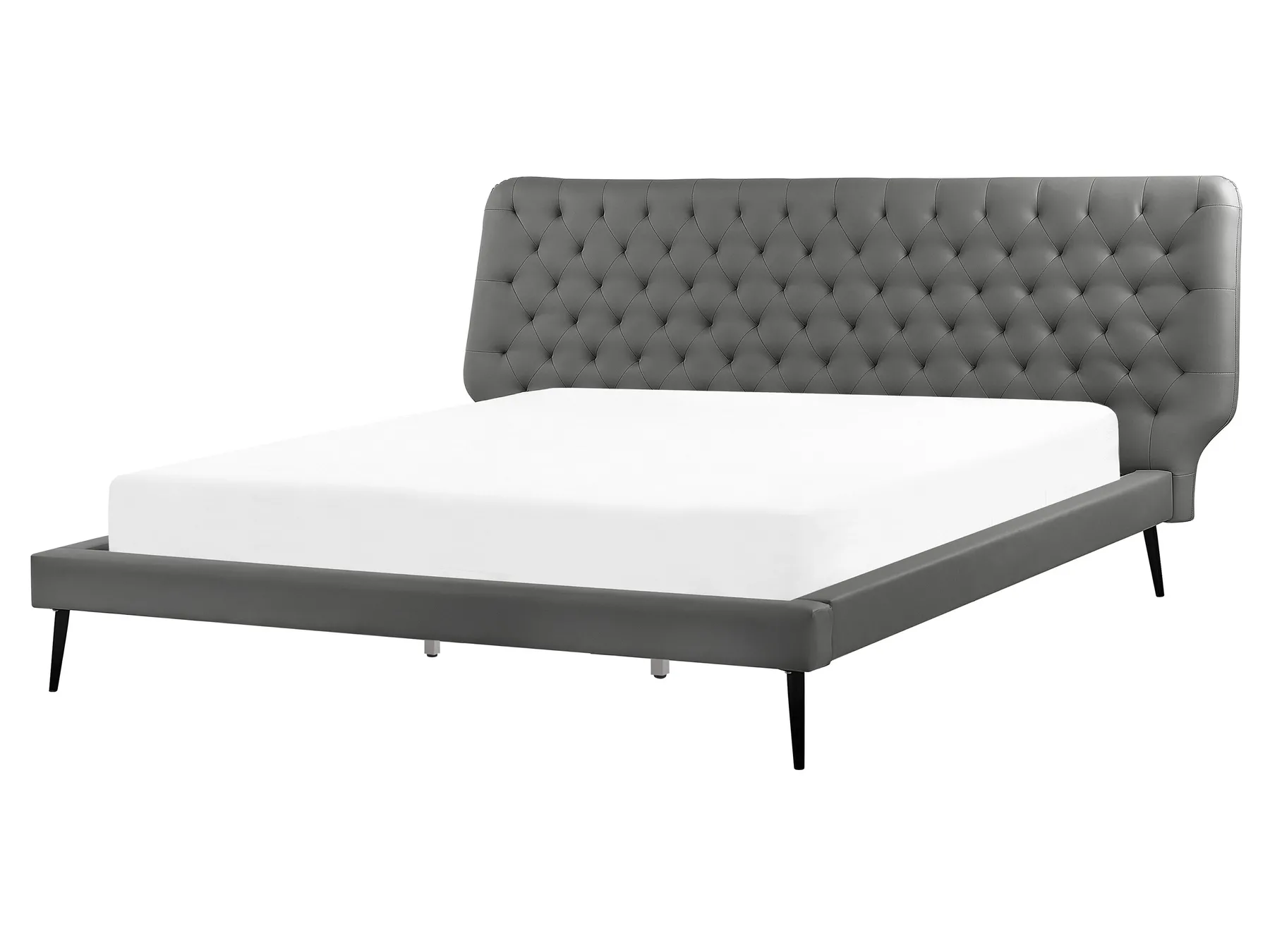 Bed Faux Leather ESSONNE 160 x 200 cm (EU King Size) Grey_788923