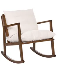Poltrona a dondolo KJEVIK Legno Marrone/Beige chiaro_1070514