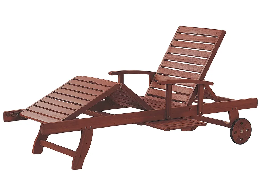 Sonnenliege mit Kissen TOSCANA PREMIUM mit Relaxfunktion Akazienholz Blau_1070424