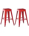 Set of 2 Bar Stools CABRILLO Metal Red