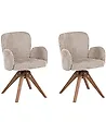 Set of 2 Dining Chairs Swivel JEAN Fabric Taupe