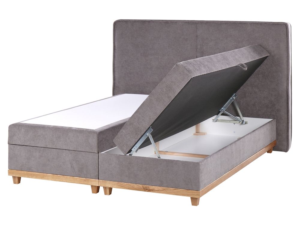 Boxspringbett mit Stauraum DYNASTY Stoff Taupe 160 x 200 cm