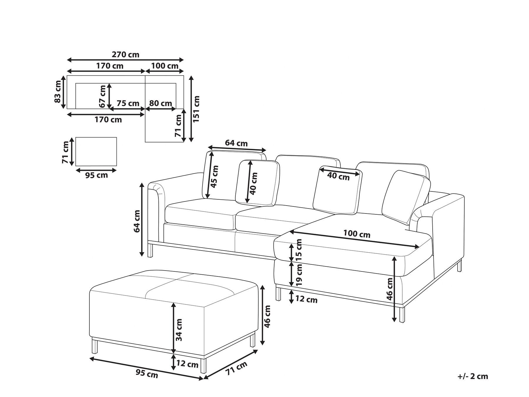 Corner Sofa 5 Seater OSLO with Ottoman Boucle White Left Hand_946700