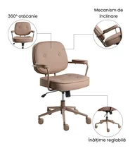 Scaun de birou PARAMUS Piele ecologică Maro deschis_1072301