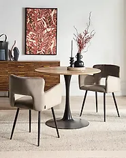 Esszimmerstuhl 2er Set SANILAC Samtstoff Taupe_1174487