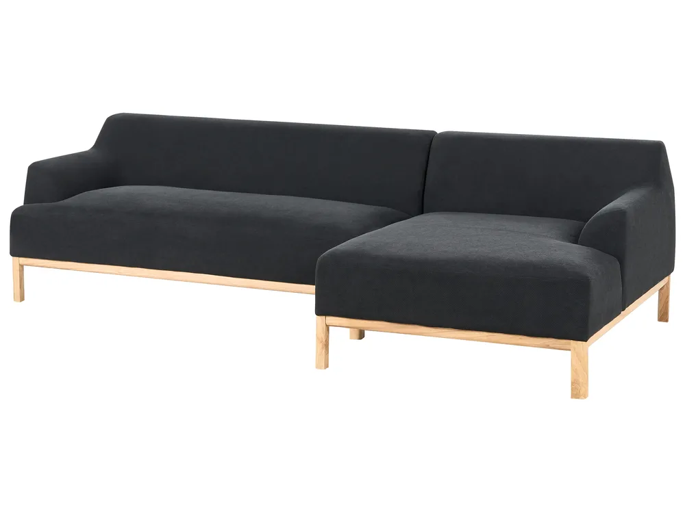Corner Sofa 3 Seater SOSJO Fabric Black Left Hand_941177