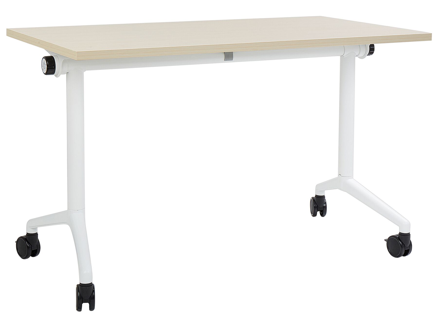 Bureau pliable avec roulettes 120 x 60 cm bois clair et blanc CAVI_922115