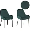 Set of 2 Dining Chairs LOVERNA Corduroy Dark Green
