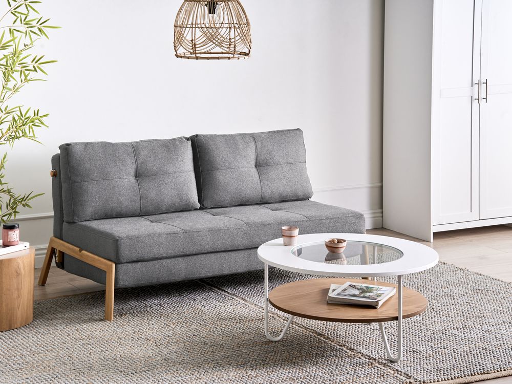 Sofa Bed 2 Seater EDLAND Fabric Dark Grey