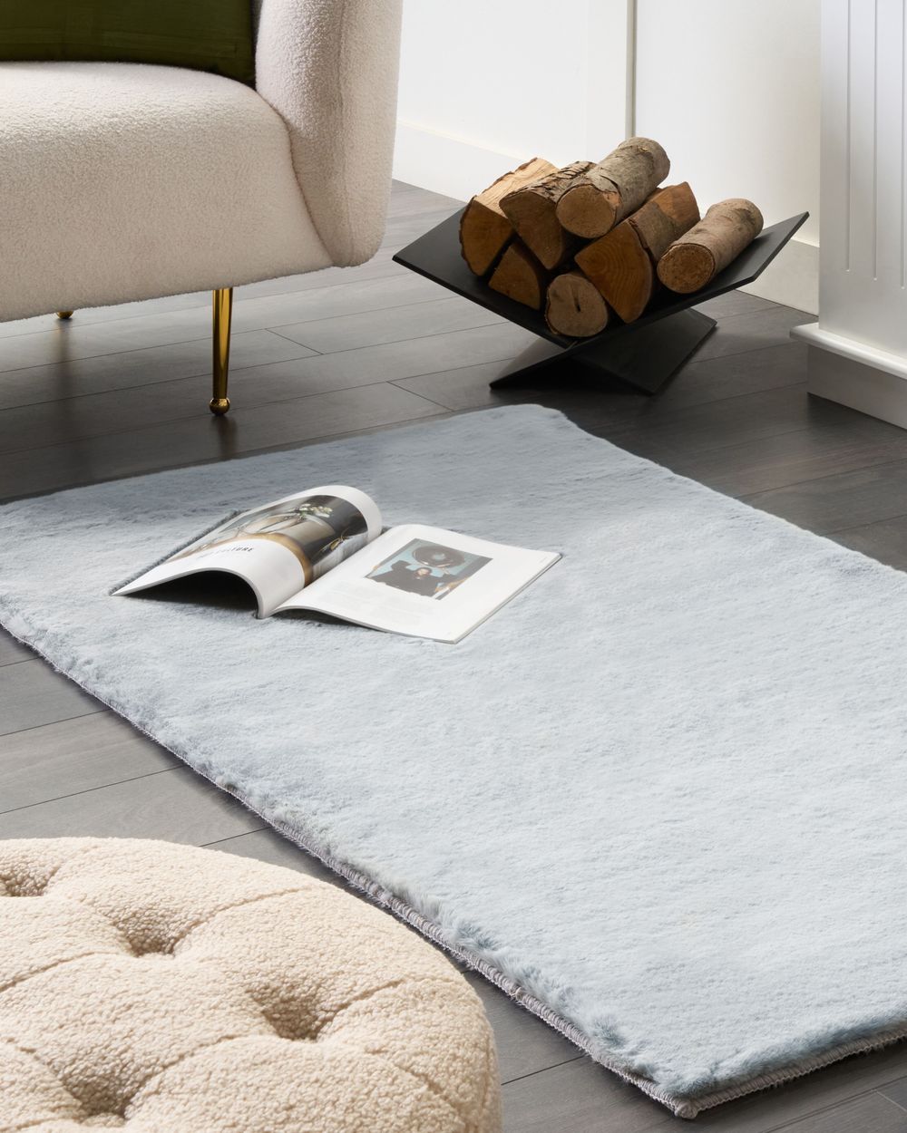 Faux Fur Rug MIRPUR Light Grey 80 x 150 cm