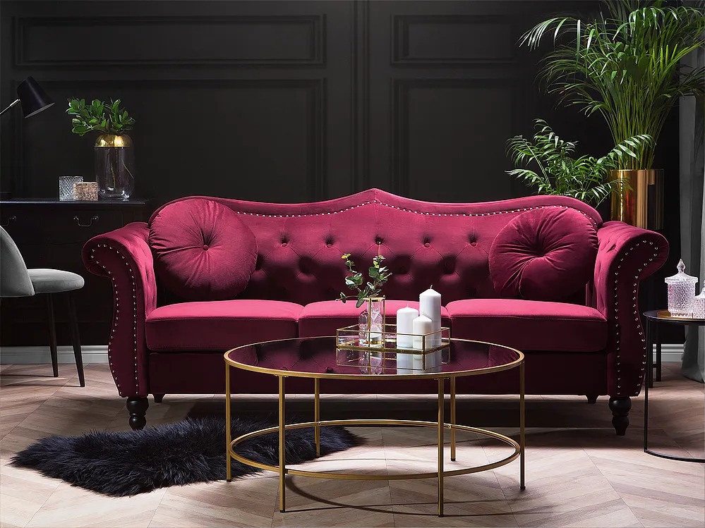 Sofa 3 Seater SKIEN Velvet Dark Red